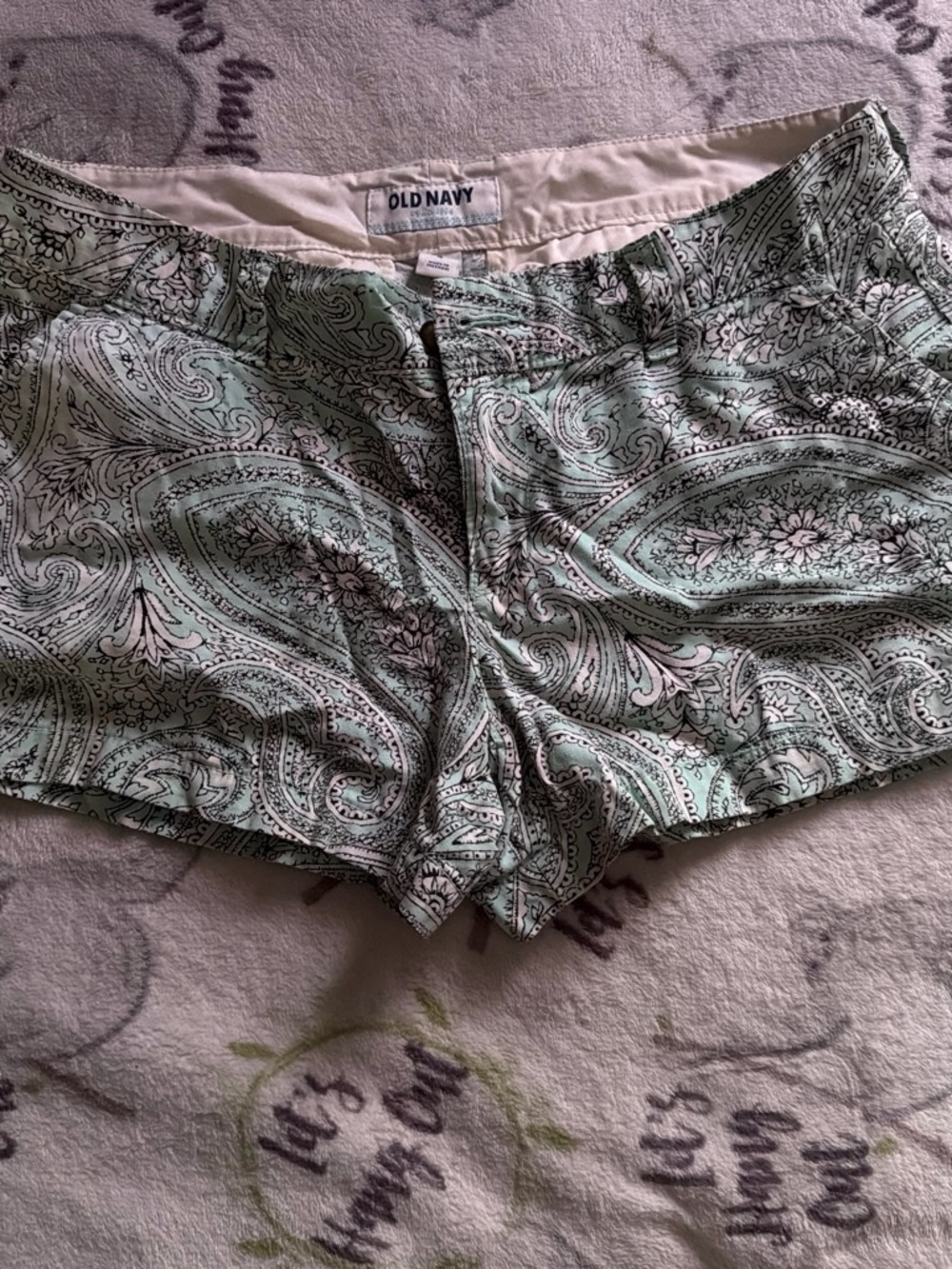 Old Navy Mint Green Paisley Print Jean Shorts